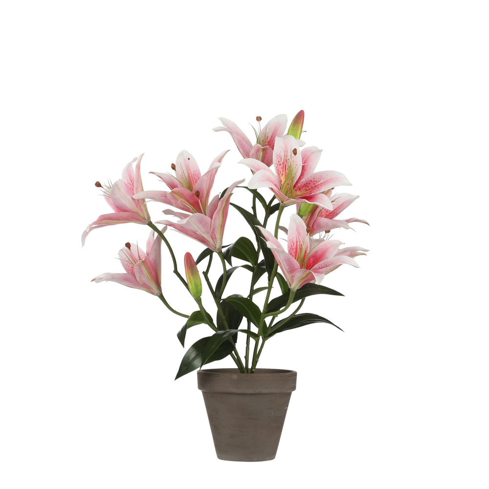 Mica decorations - lis tigré artificielle rose en pot h47