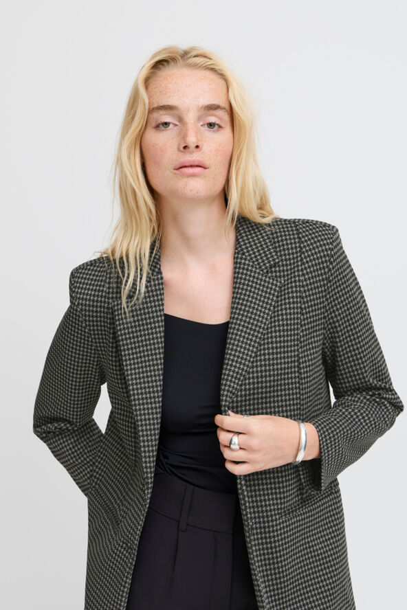 ICHI IHKATE HOUNDSTOOTH OVERSIZE BL2 Black/grey houndstooth