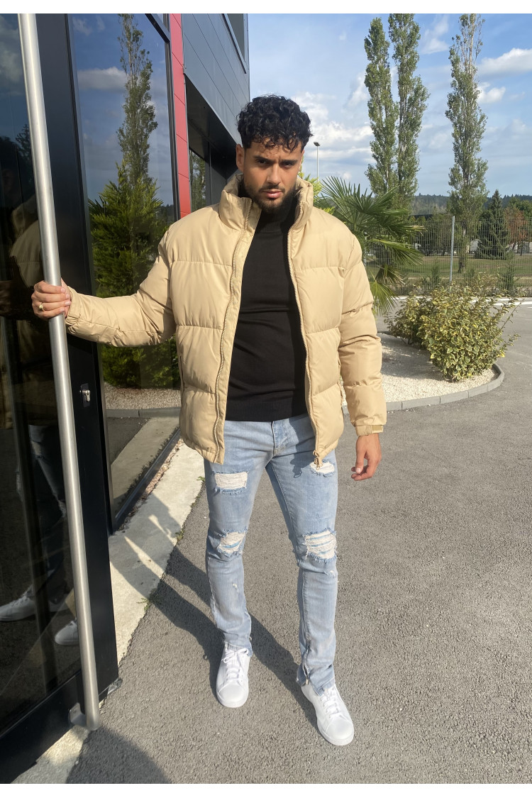 Doudoune matelassée beige foncé