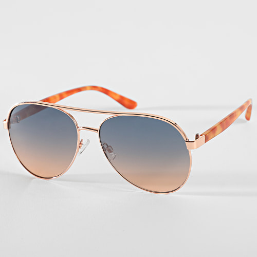 Lunettes De Soleil Doré Rose Bleu Dégradé Fauve