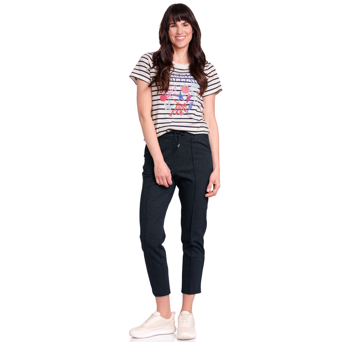 Gina Benotti Damen T-Shirt aus Bio-Baumwolle cremeweiss / dunkelblau