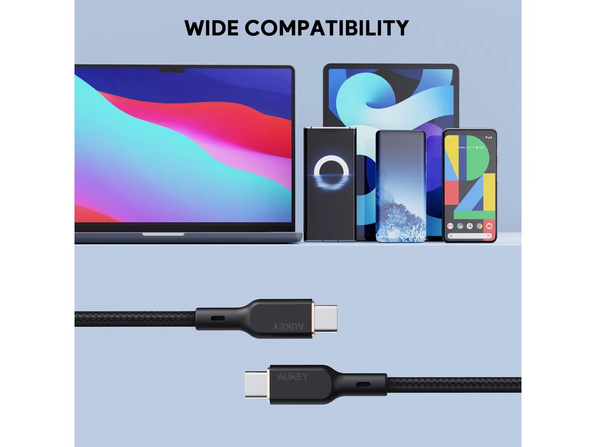 (1m) 100W USB C auf USB C Ladekabel Kevlar Datenkabel (CB-KCC101) - Schwarz