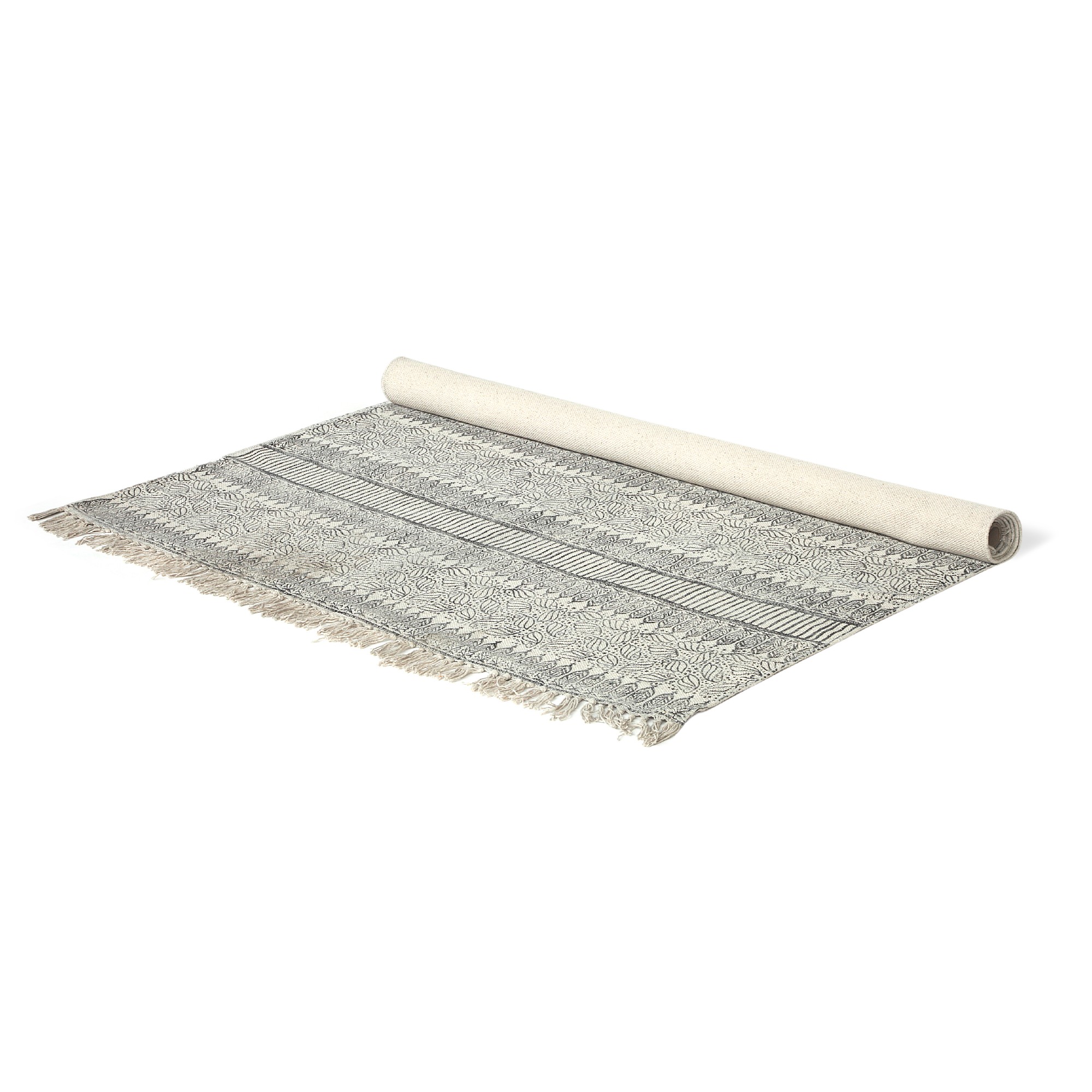 Teppich 'Diken', handbedruckt, weiß, L 140 cm, B 200 cm von fischer's lagerhaus