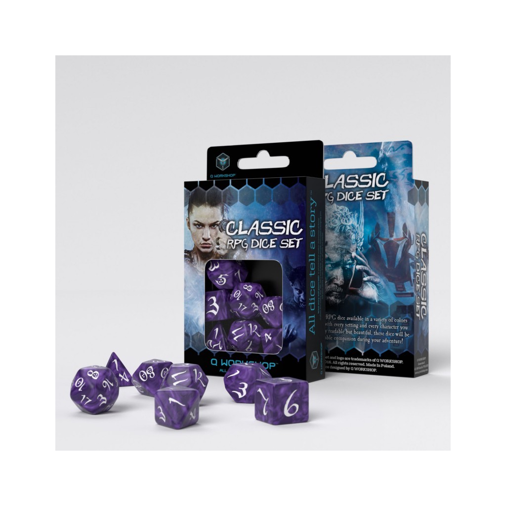 Classic RPG Dice Set - Lavender & White
