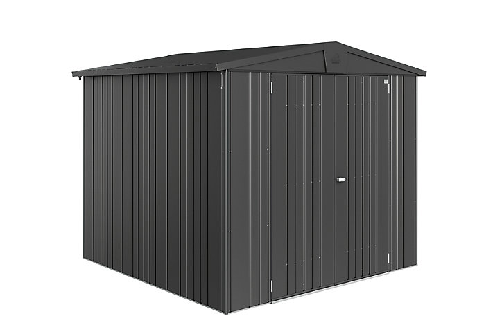 Abri de jardin double porte Biohort Europa T4 en métal coloris gris foncé métallique ép.0,53 mm surface extérieure 5,56 m²