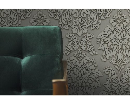 Vliesbehang 36898-1 Metropolitan Stories Damask grijsgroen