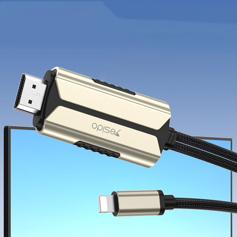 (2m) Lightning auf HDMI 1080p Konverter Adapter Nylon Kabel - Schwarz / Beige
