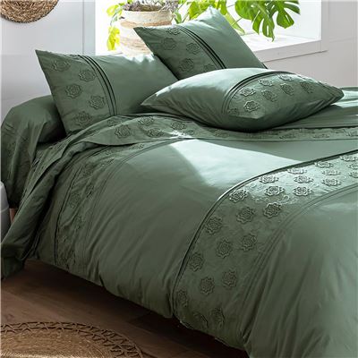 Linge de lit brodé fleurs - BECQUET CRÉATION