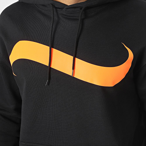 Sweat Capuche Stadium Noir Orange Fluo