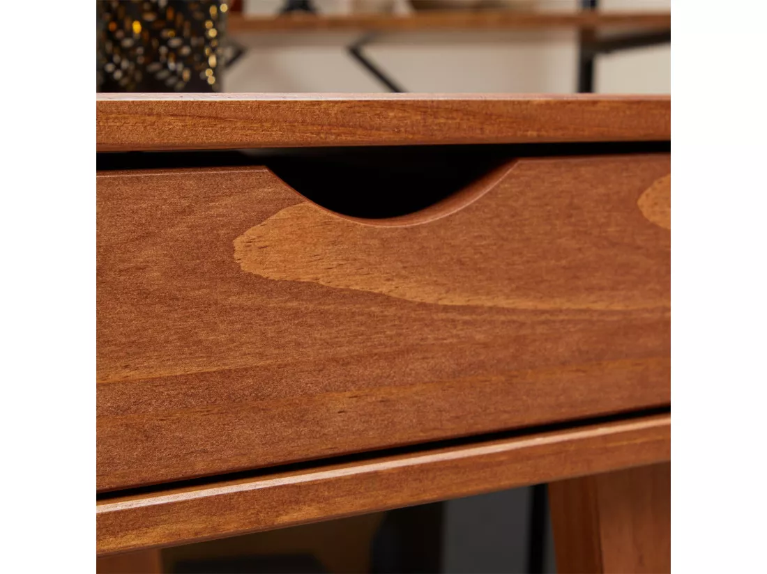 Bureau MILO en pin massif lasuré brun foncé avec 2 tiroirs de rangement