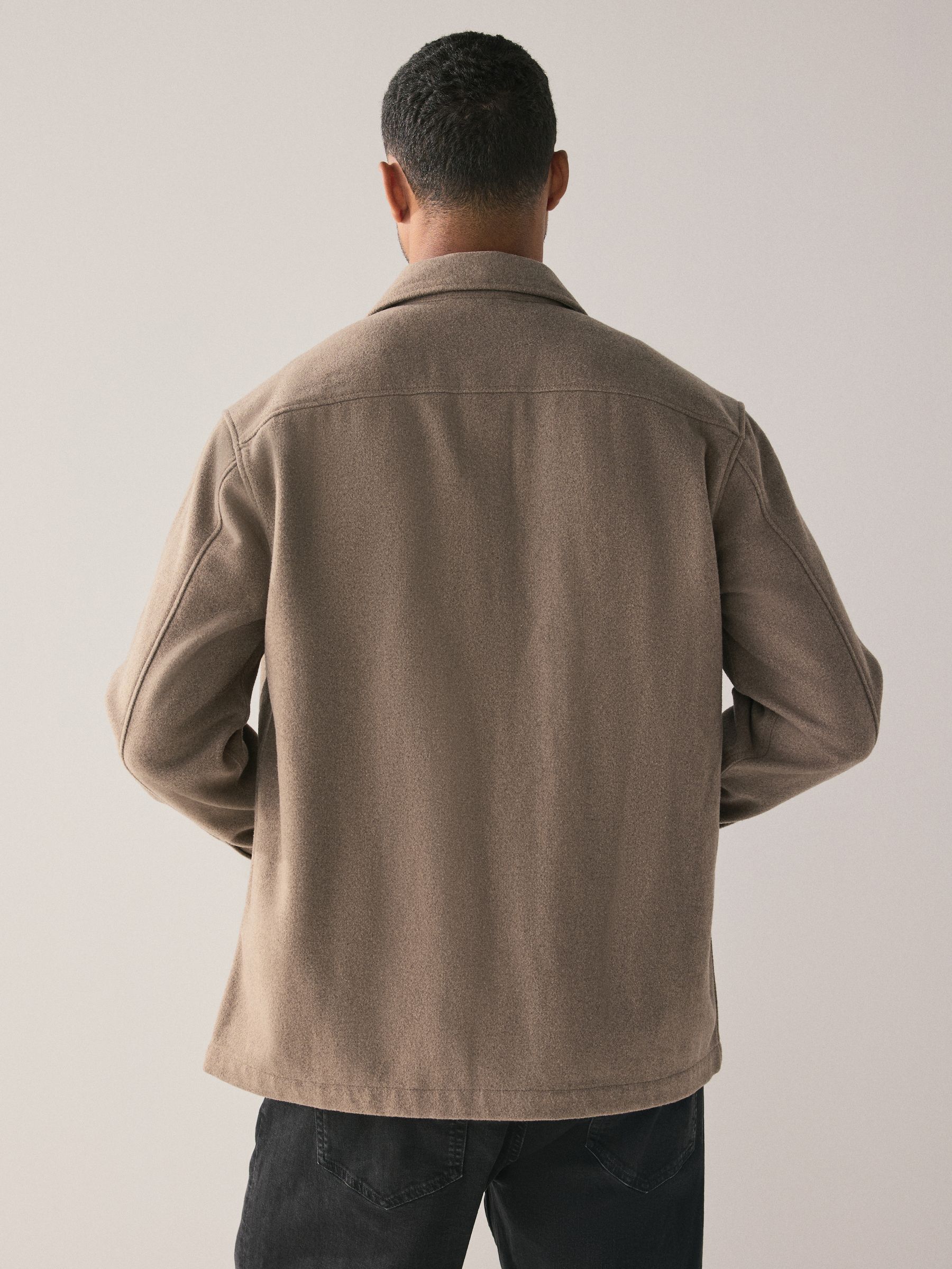 Neutraal - Overshirt met twee zakken en wol