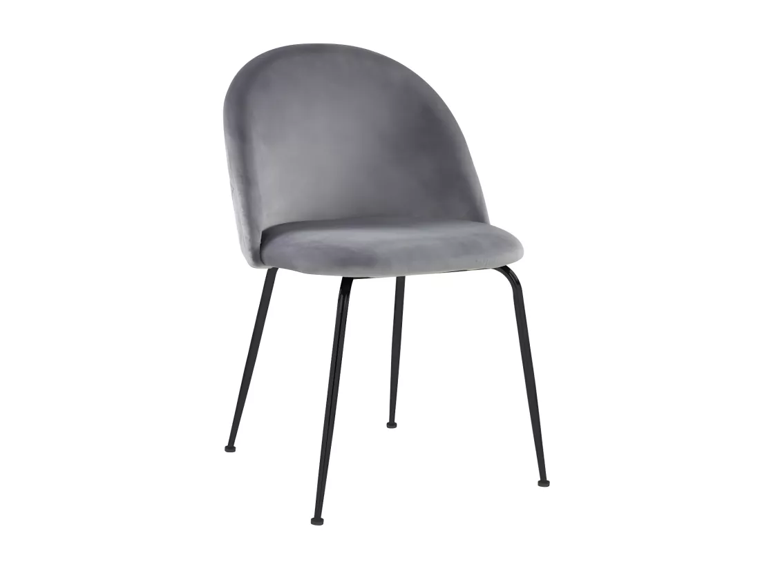Lot de 6 chaises en velours et acier inoxydable noir - Gris - MELBOURNE