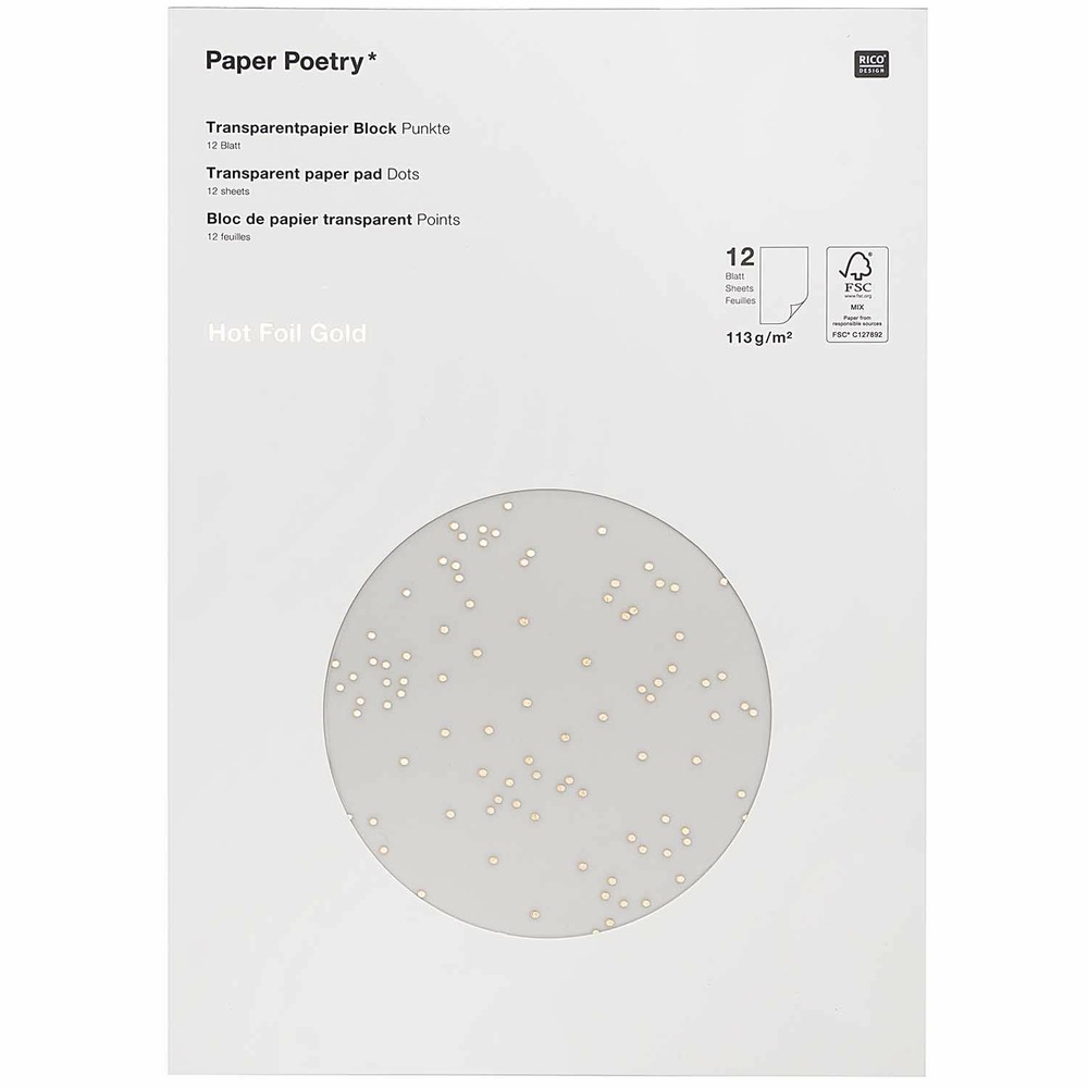 Papier transparent à pois noirs et or