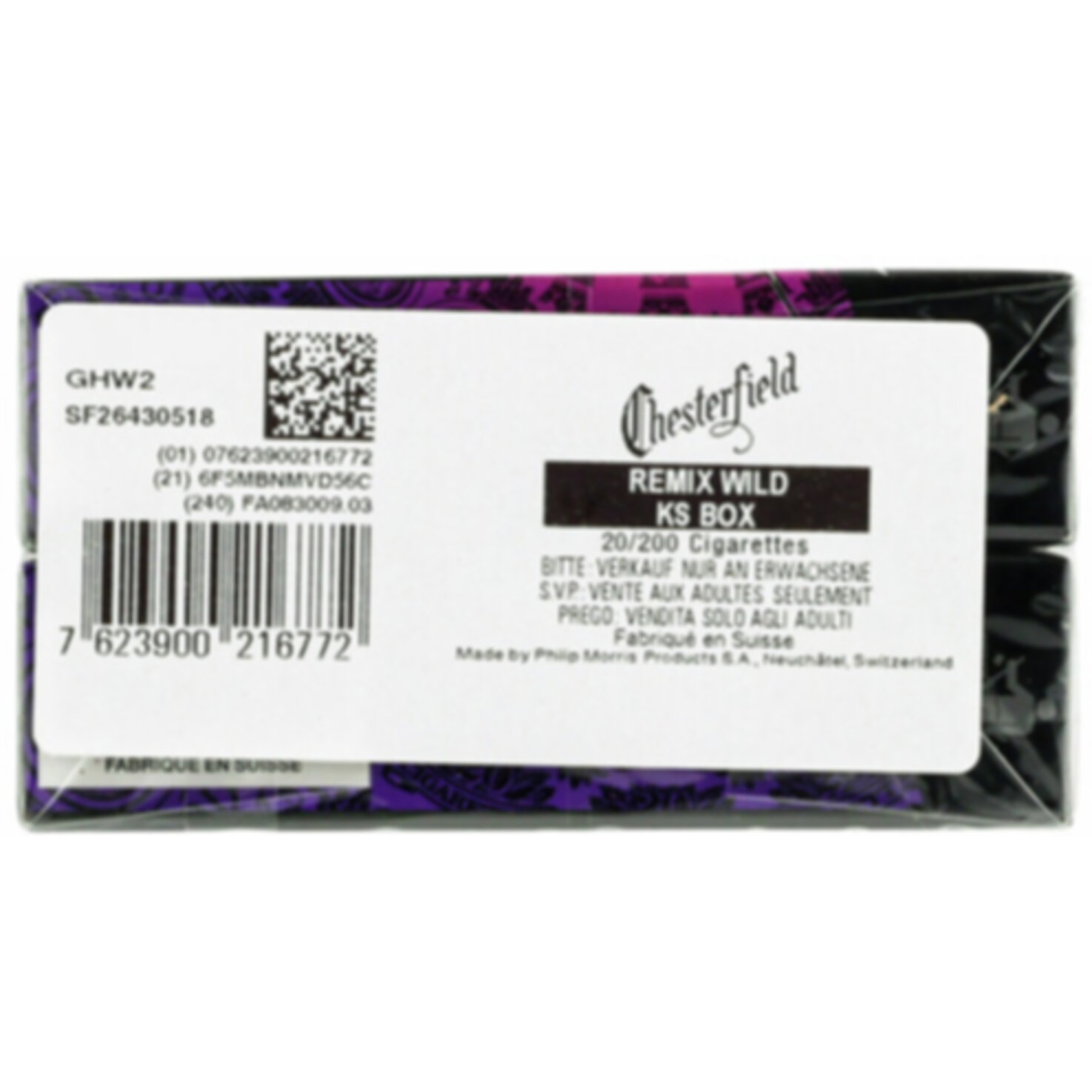 Chesterfield Zigaretten Remix Wild Box Stange
