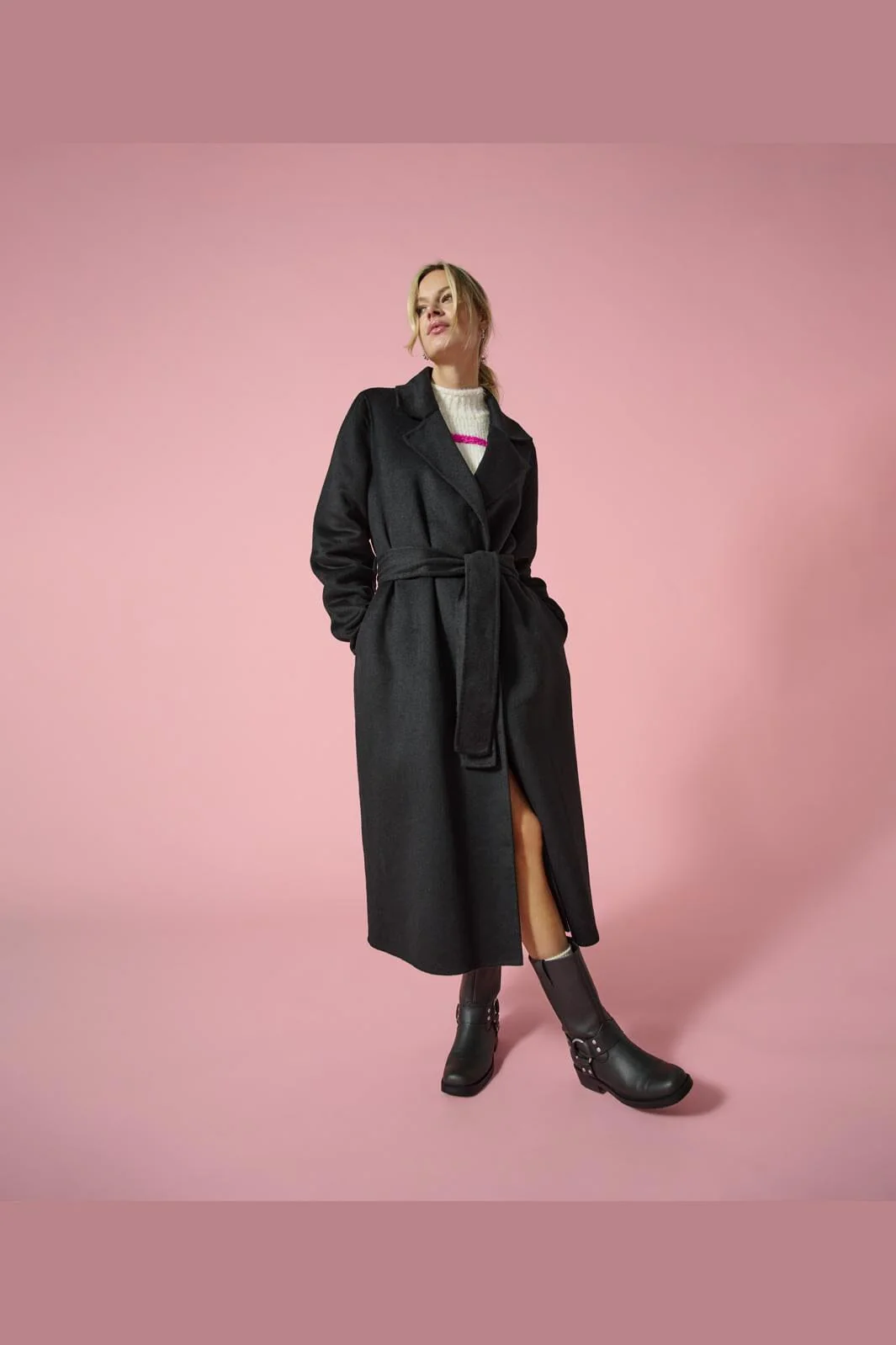 Only Onlbelina Belted Handmade Wool Coat