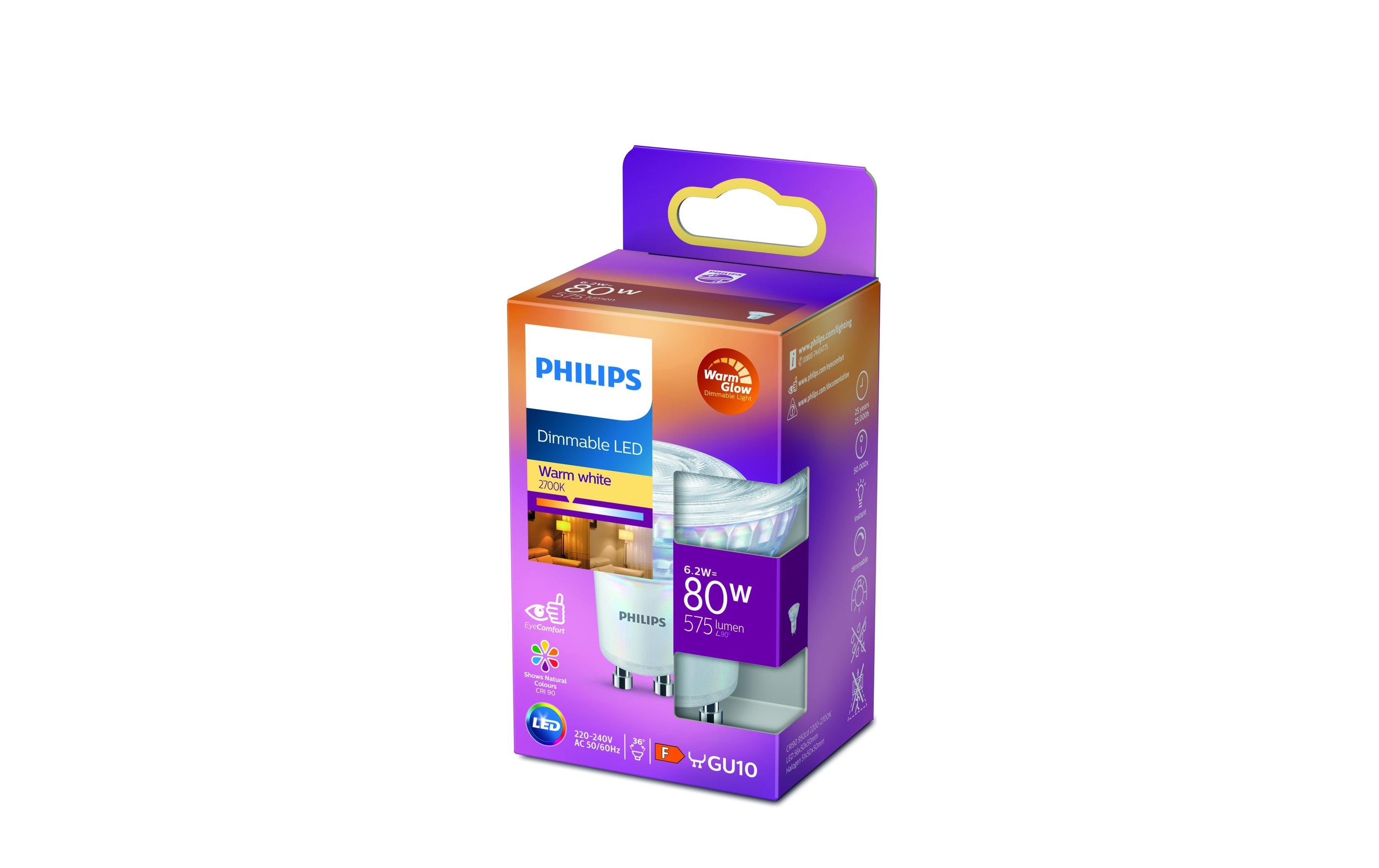 Lampe LEDcla 80W GU10 WW WGD90 WarmweissLeuchtmittel GU10 mit klarem Glas