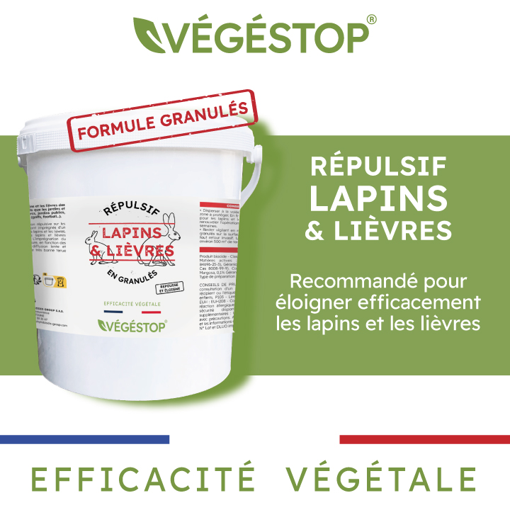 Répulsif lapins et lièvres granulés - 5 kg - jardin - extérieur - origine végétale - protection potager et cultures