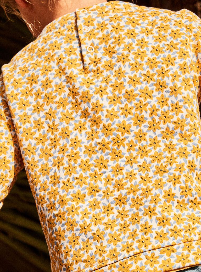 Sweat écru à fleurs et sequins réversibles