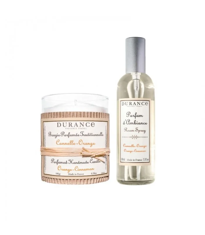 Coffret Bougie et Parfum d'Ambiance Cannelle-Orange - Edition Noël 100 ml /180 gr