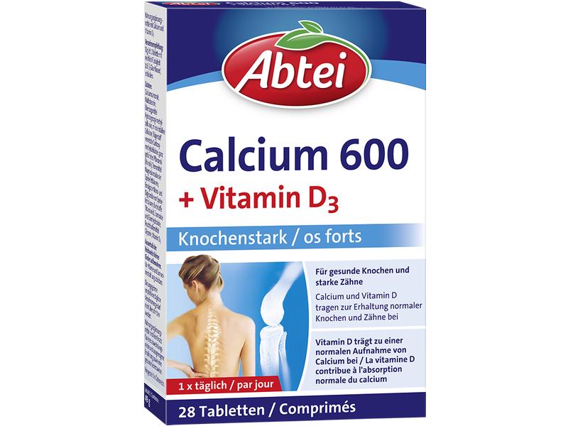 Abtei Calcium 600   D3 28 Tabletten Nahrungsergänzung Knochenstark