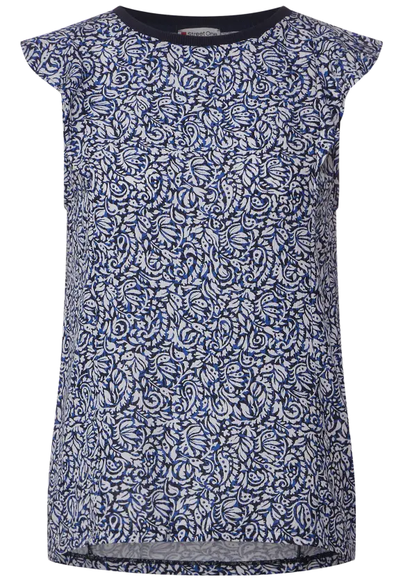 Top mit Volants - intense royal blue