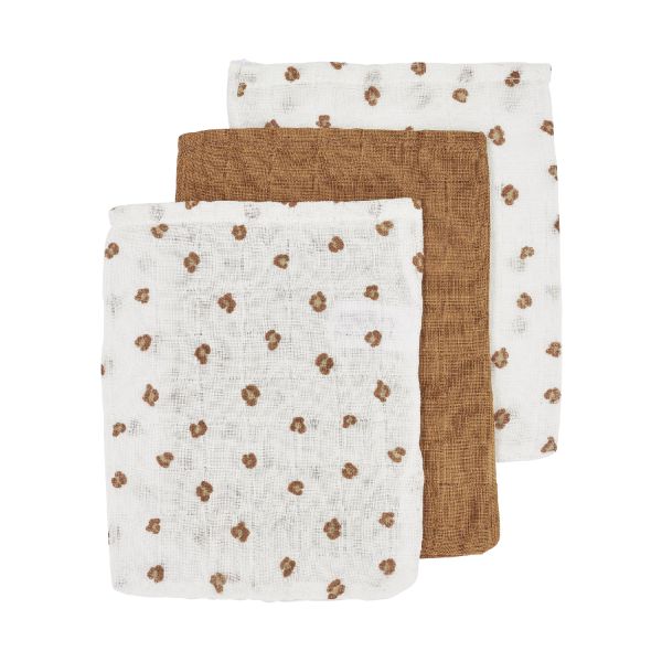 Meyco Mini Panther Washandjes Toffee 3 Stuks