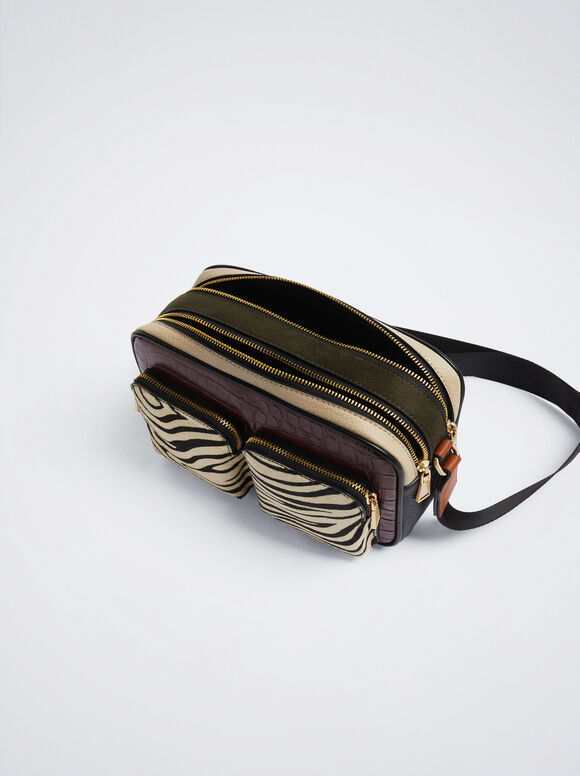 Bolsa transversal de couro - Multicolorida