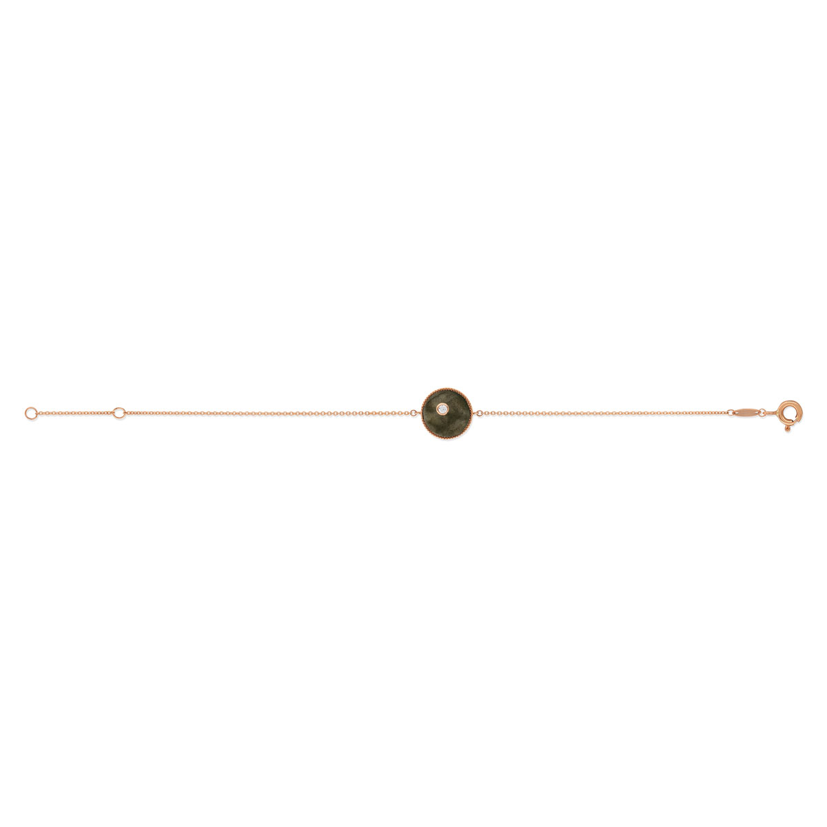 Bracelet or 375 rose labradorite et zirconia