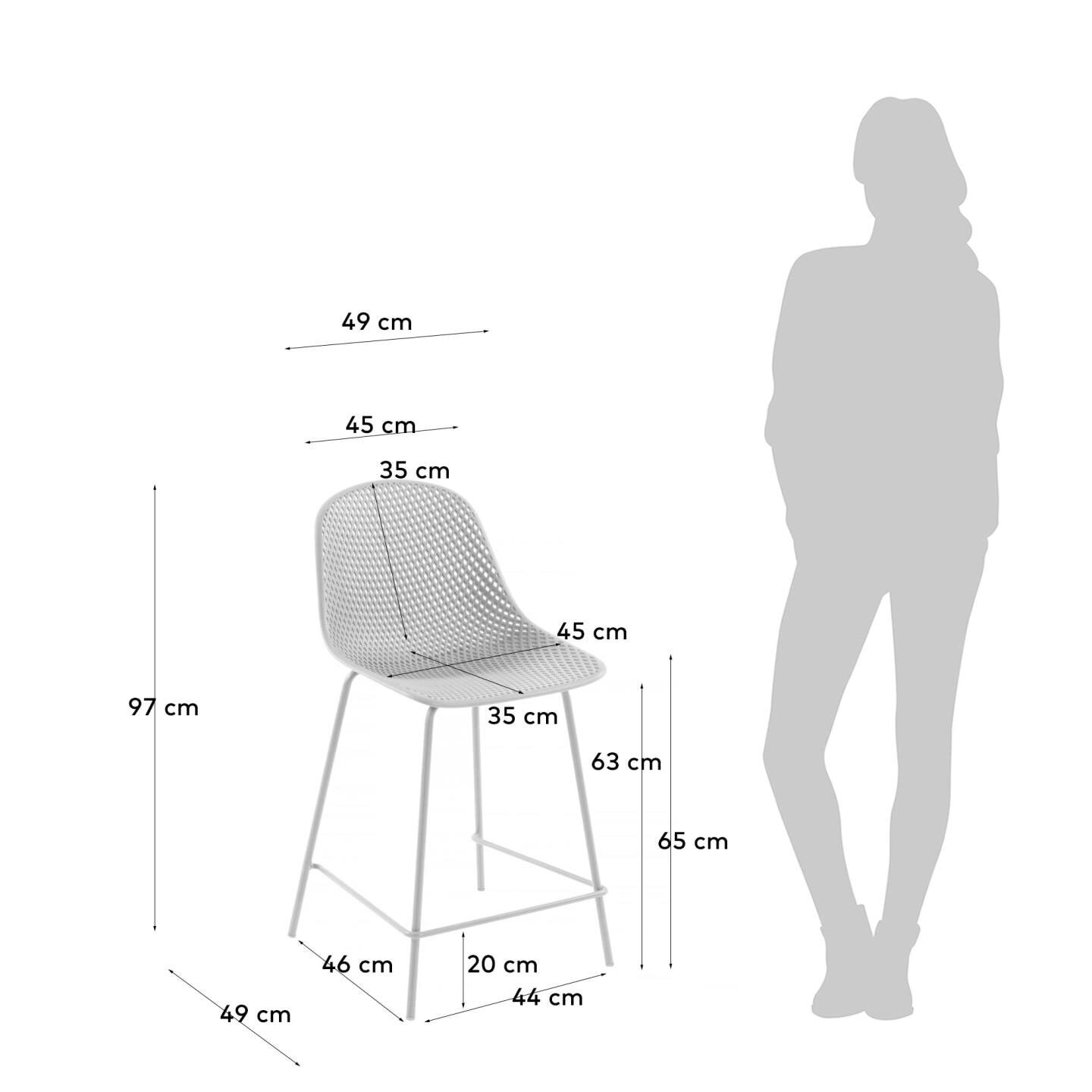 Kave Home Outdoor Barstuhl QUINBY 4er Set 65 cm weiß