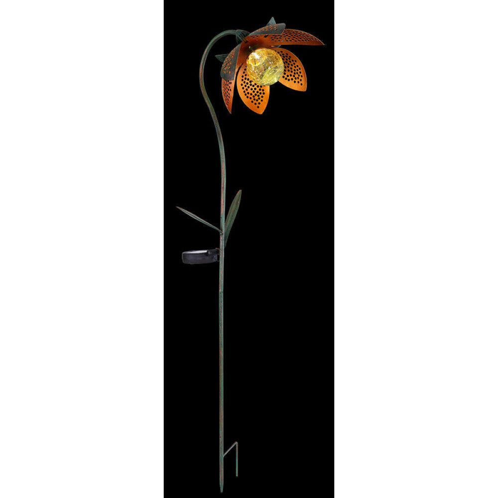 SOLCELLELAMPE GLOBO GLASSKULE BLOMSTER AMBER
