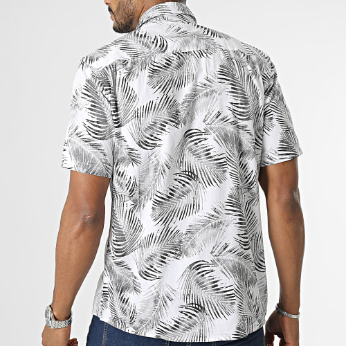 Chemise Manches Courtes Bes Blanc Noir Floral