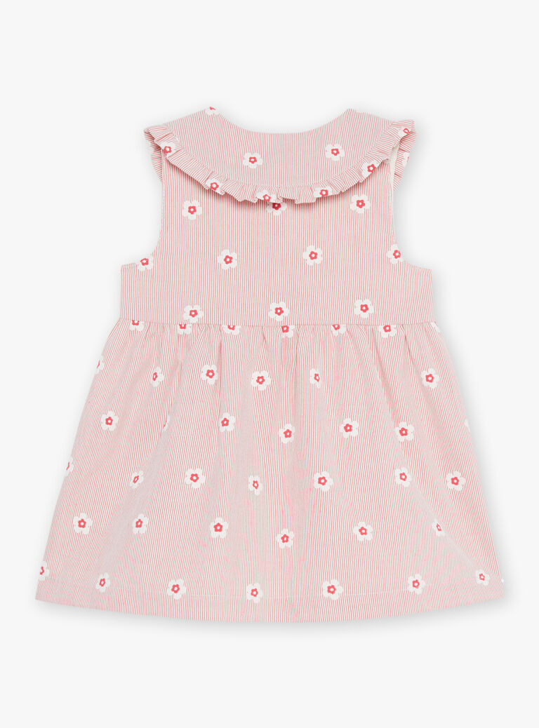 Robe écrue à rayures et fleurs