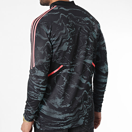 Sweat Col Zippé Juventus HC1252 Noir Bleu Corail