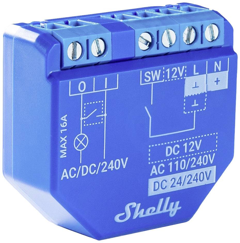 Shelly Plus 1 - WiFI relæ med potentialfrit kontaktsæt (12-48VDC/230VAC)