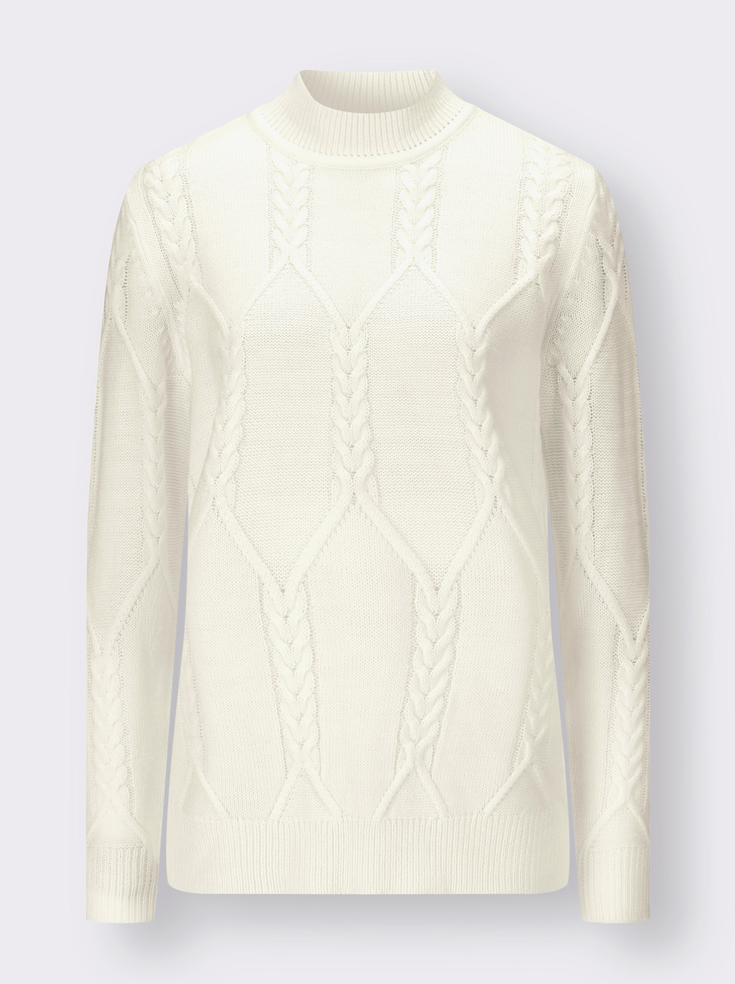 Langarm-Pullover mit Zopfmuster