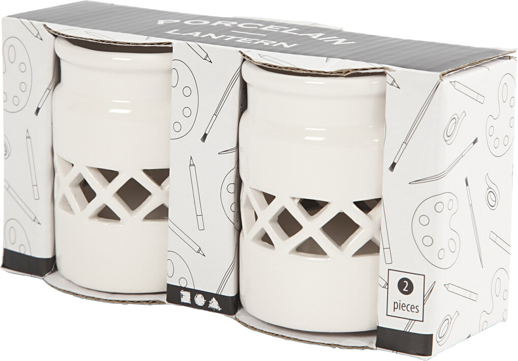Lanterne - H 8 CM - Ø 6,2 CM - Hvid - 2 Stk