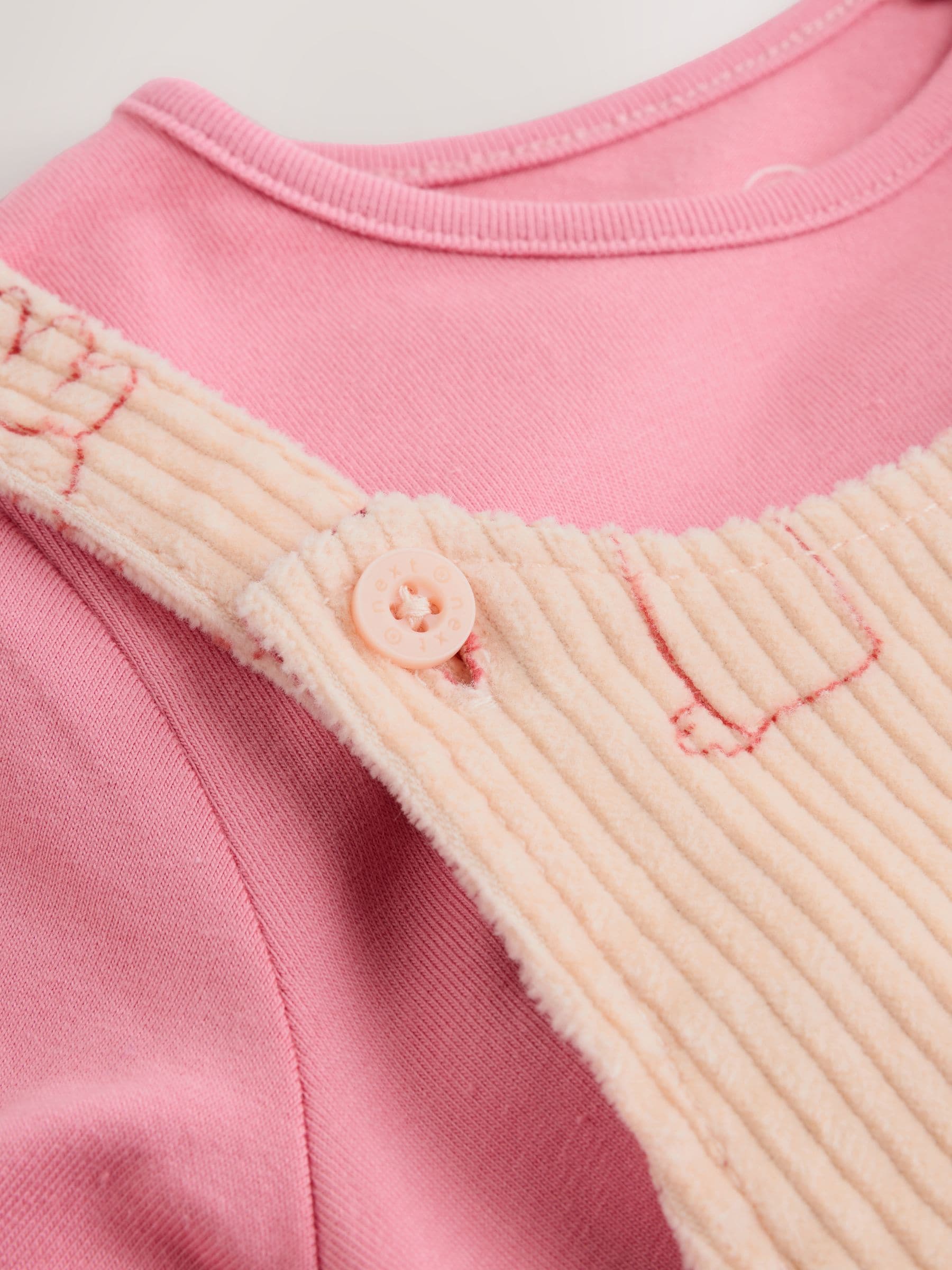 Cream / Pink Character - Babyset van tuinbroek en rompertje, tweedelig (0mnd-3jr)