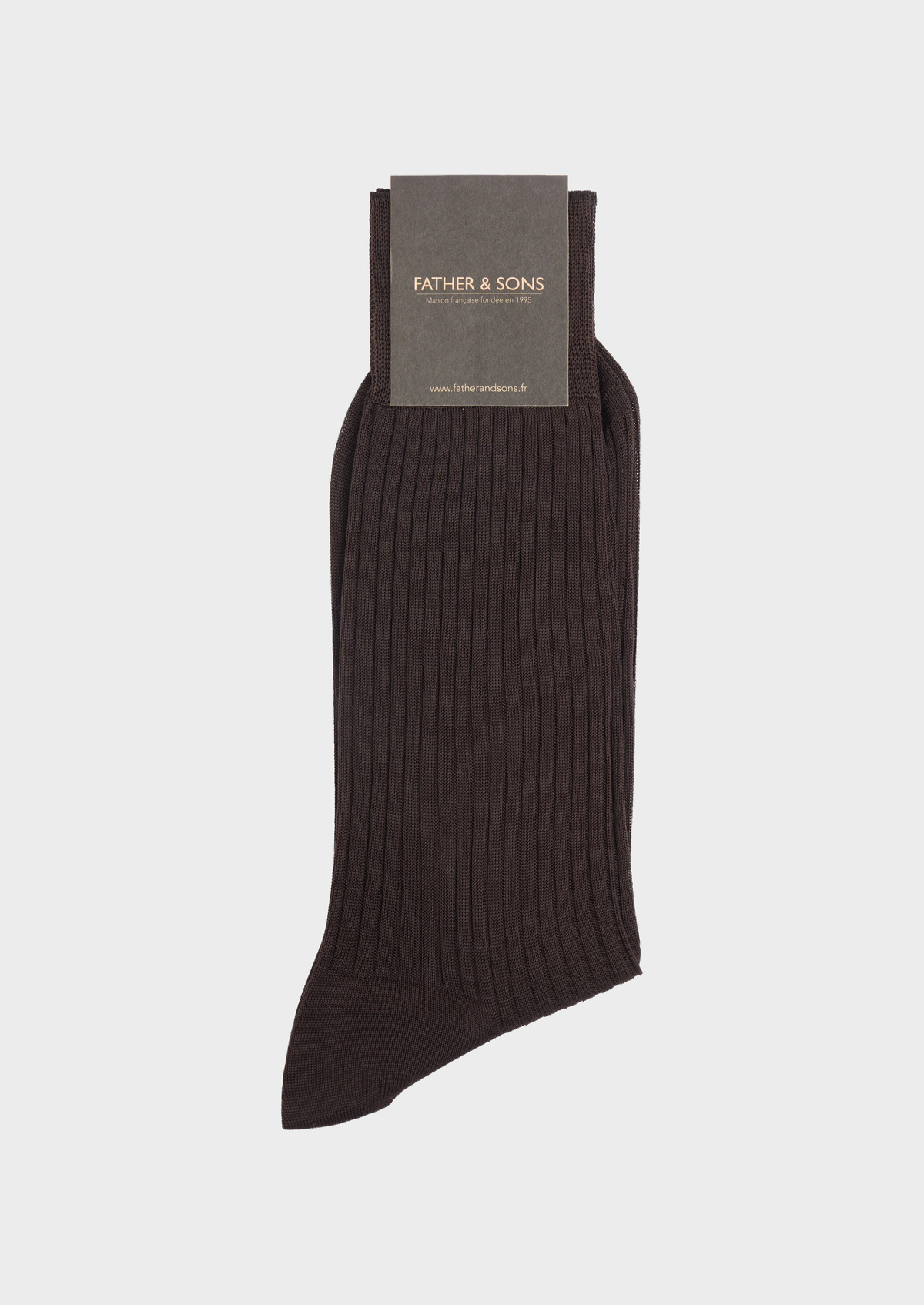 Chaussettes en coton fil d'Ecosse uni marron
