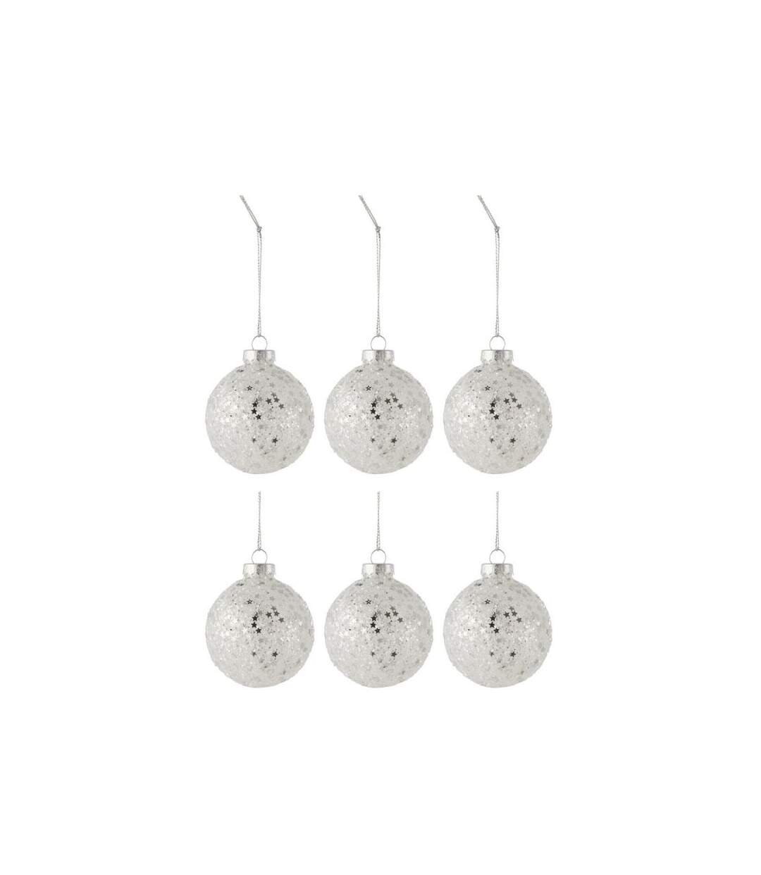 Paris Prix - Lot De 6 Boules De Noël étoiles 8cm Argent