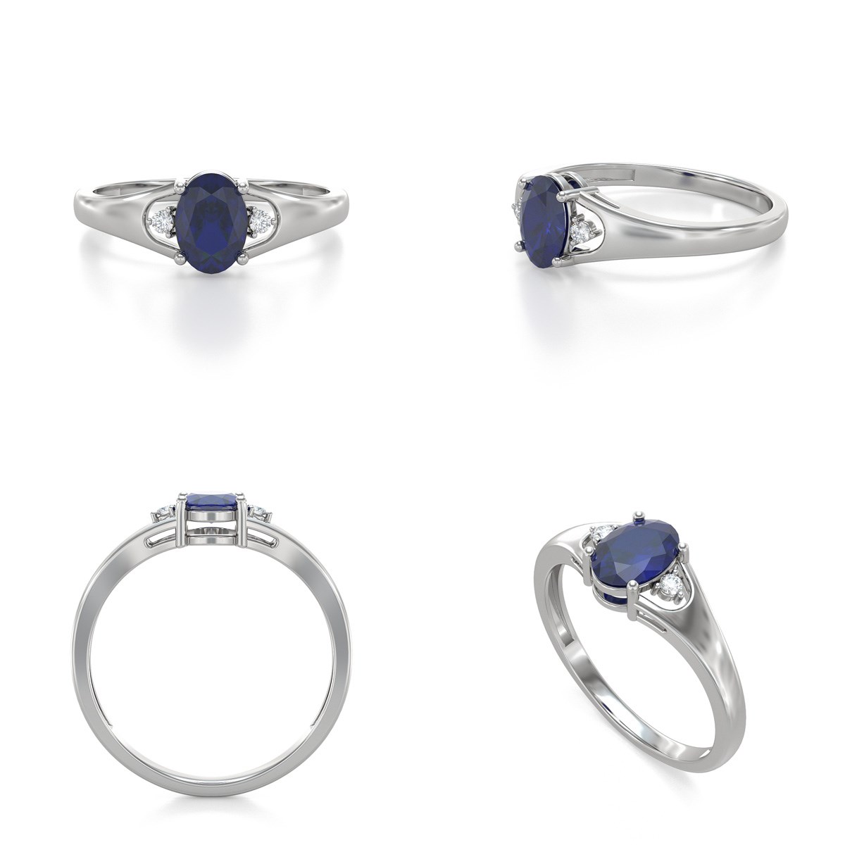 Bague ADEN Or 585 Blanc Saphir et diamants 1.382grs