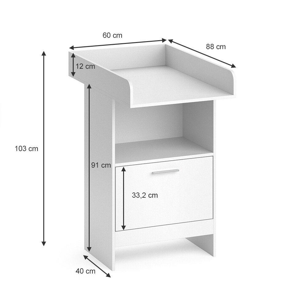 Vicco Wickeltisch Wickelkommode Wickelschrank Leo Wickelaufsatz Schublade Weiß