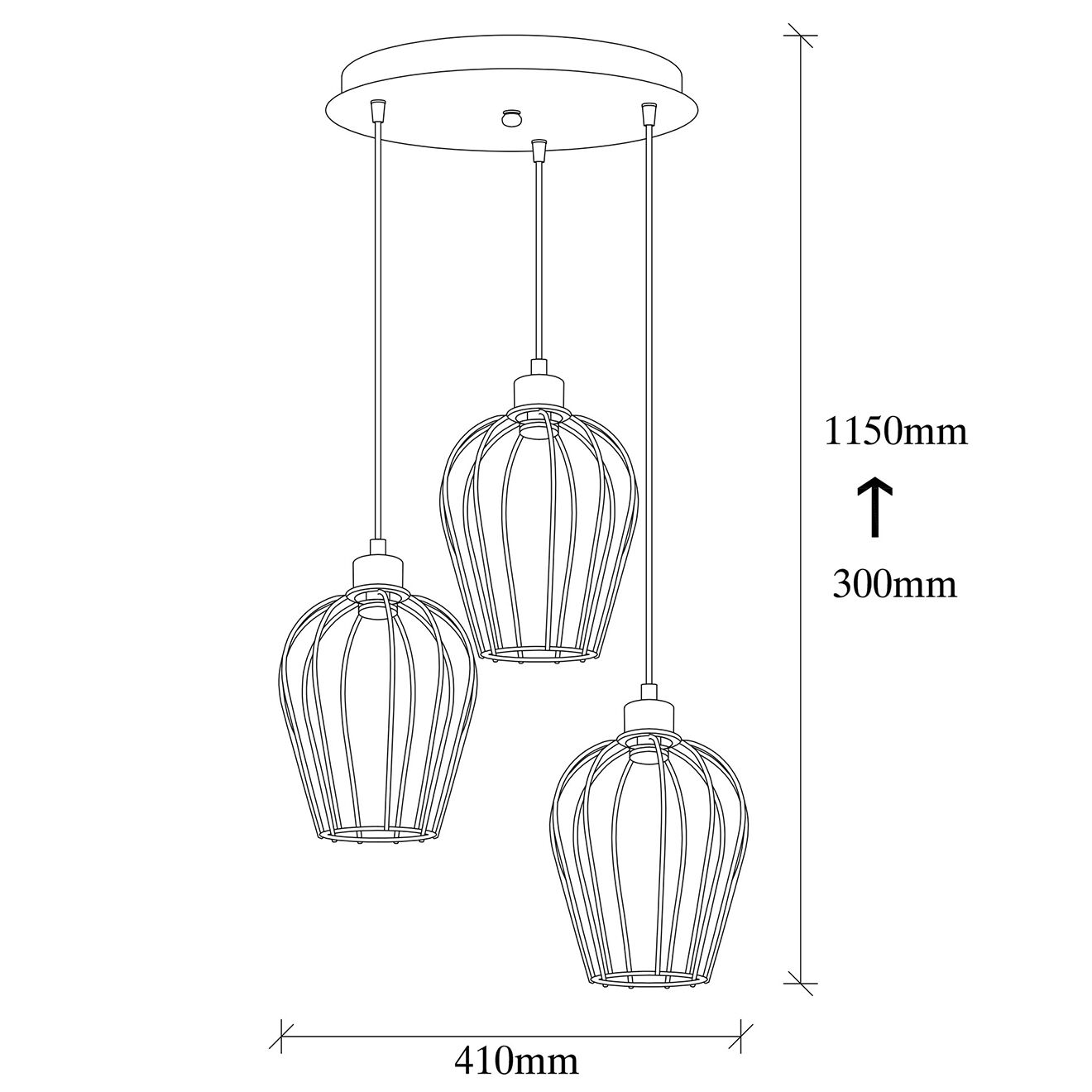 Opviq Suspension Tel noire - 41x115 cm