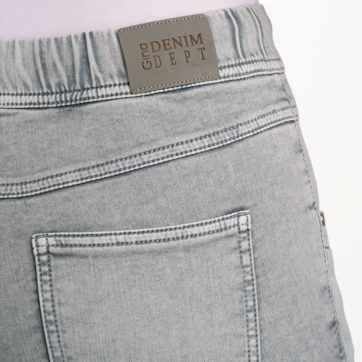 Gina Damen Jeggings mit Elastikbund hellgrau