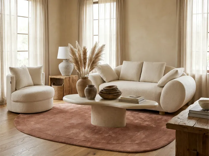 Draaifauteuil DALBY Bouclé Wit