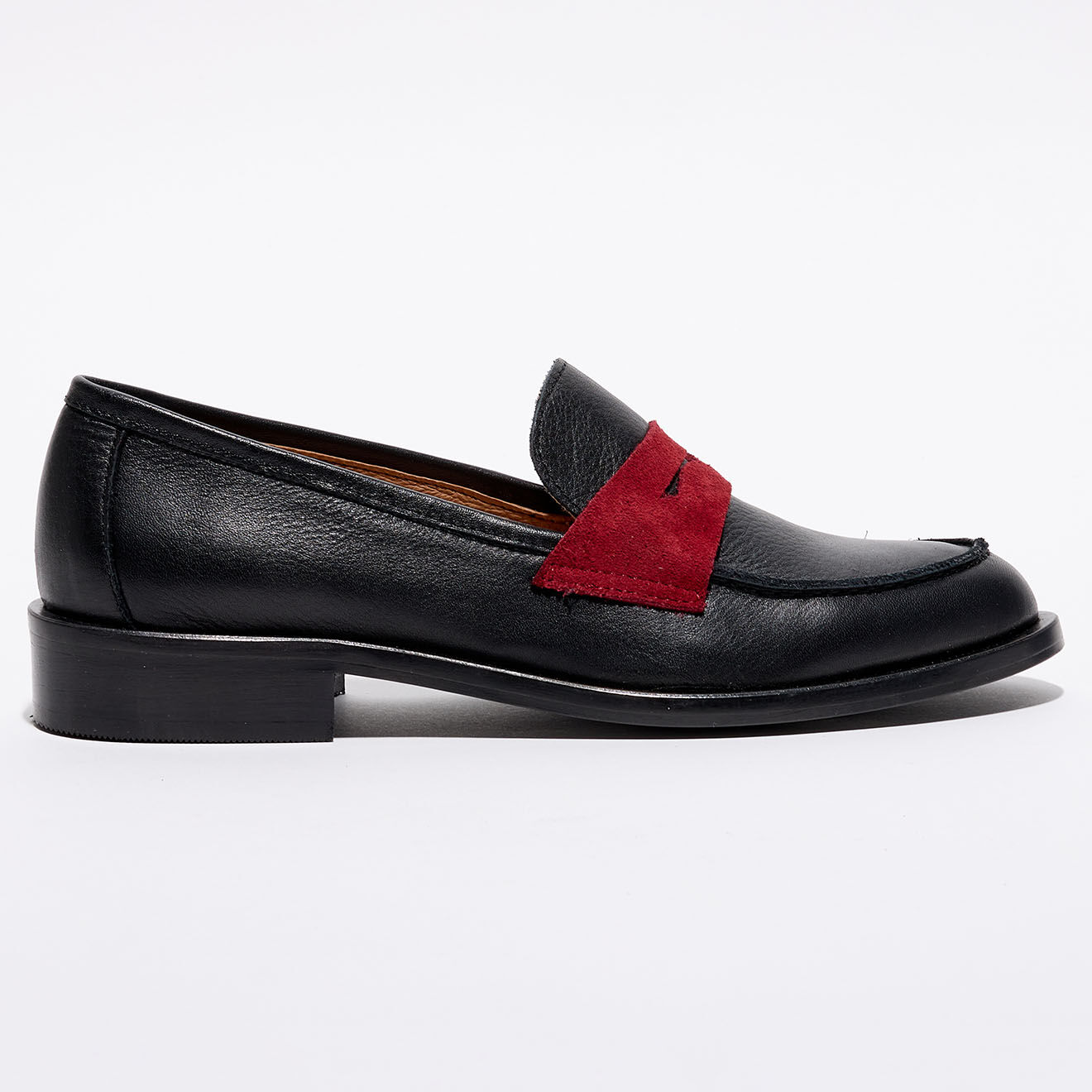 Apologie Mocassins en Cuir et Velours de Cuir Juliette noir/framboise