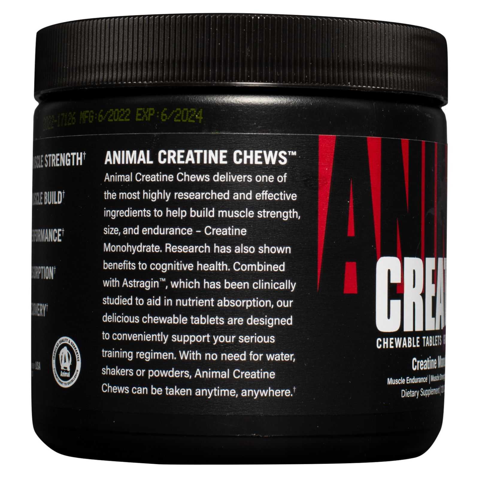Creatina Mastigável Universal Nutrition, 120 comprimidos.