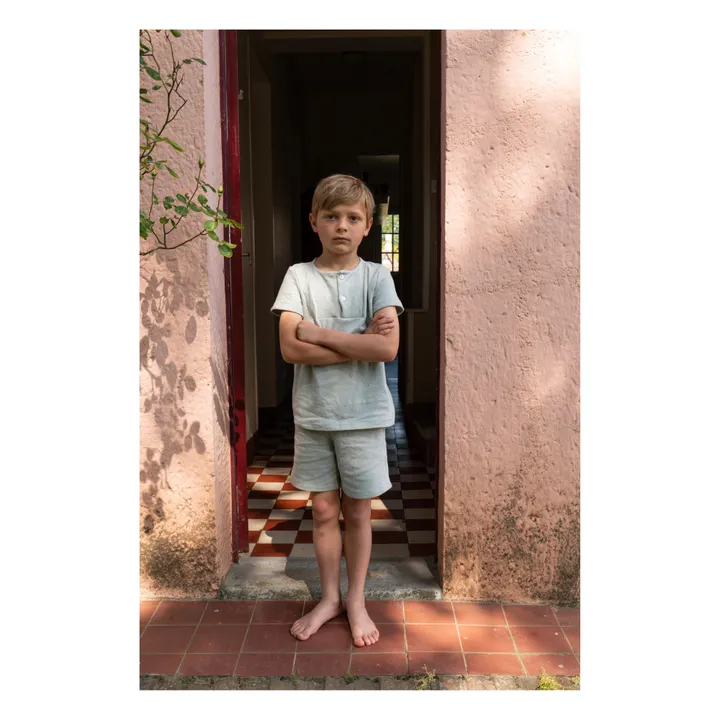 Risu Risu Pyjashort Sonio Coton Bio | Bleu gris