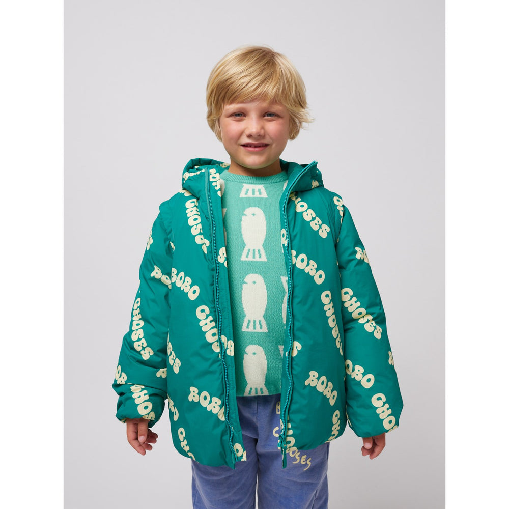 Køb Bobo Choses Green Wavy Bobo Choses All Over Lys Vatteret Anorak