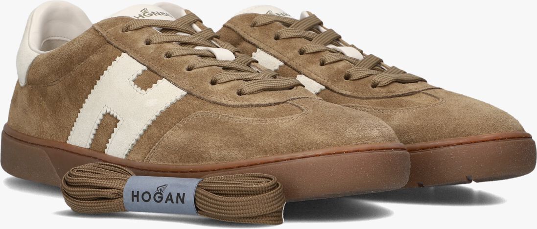 bruine hogan lage sneakers cool allacciato h