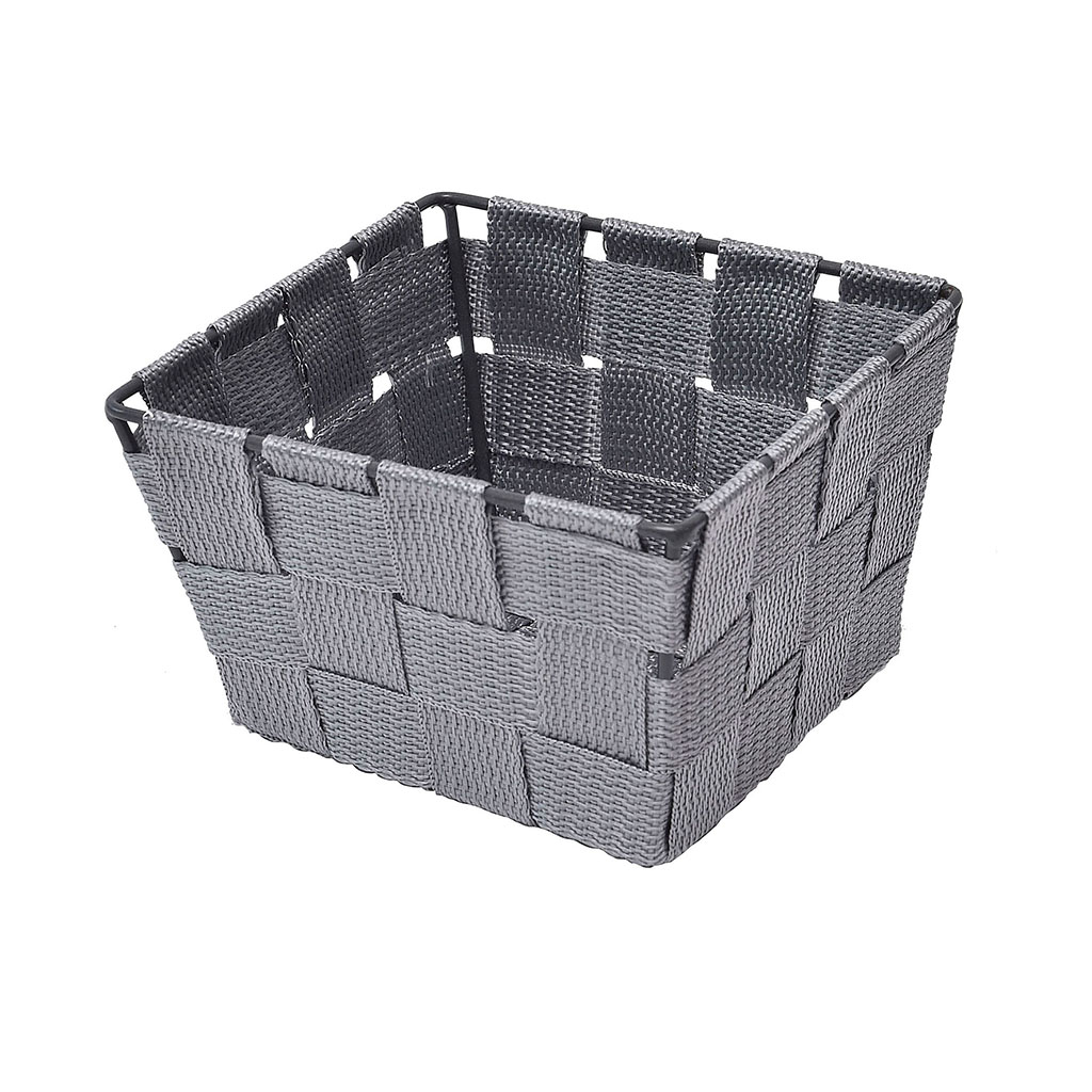 Panier de rangement évasé polyester gris 14x9x14cm